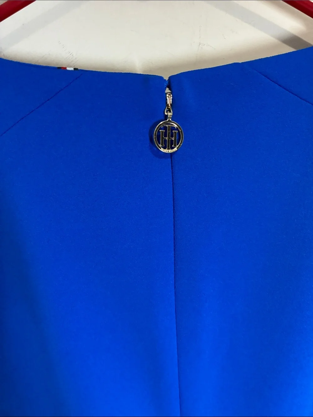 Tommy Hilfiger Blue Sheath Dress Silver Logo Buttons Size 12 Career